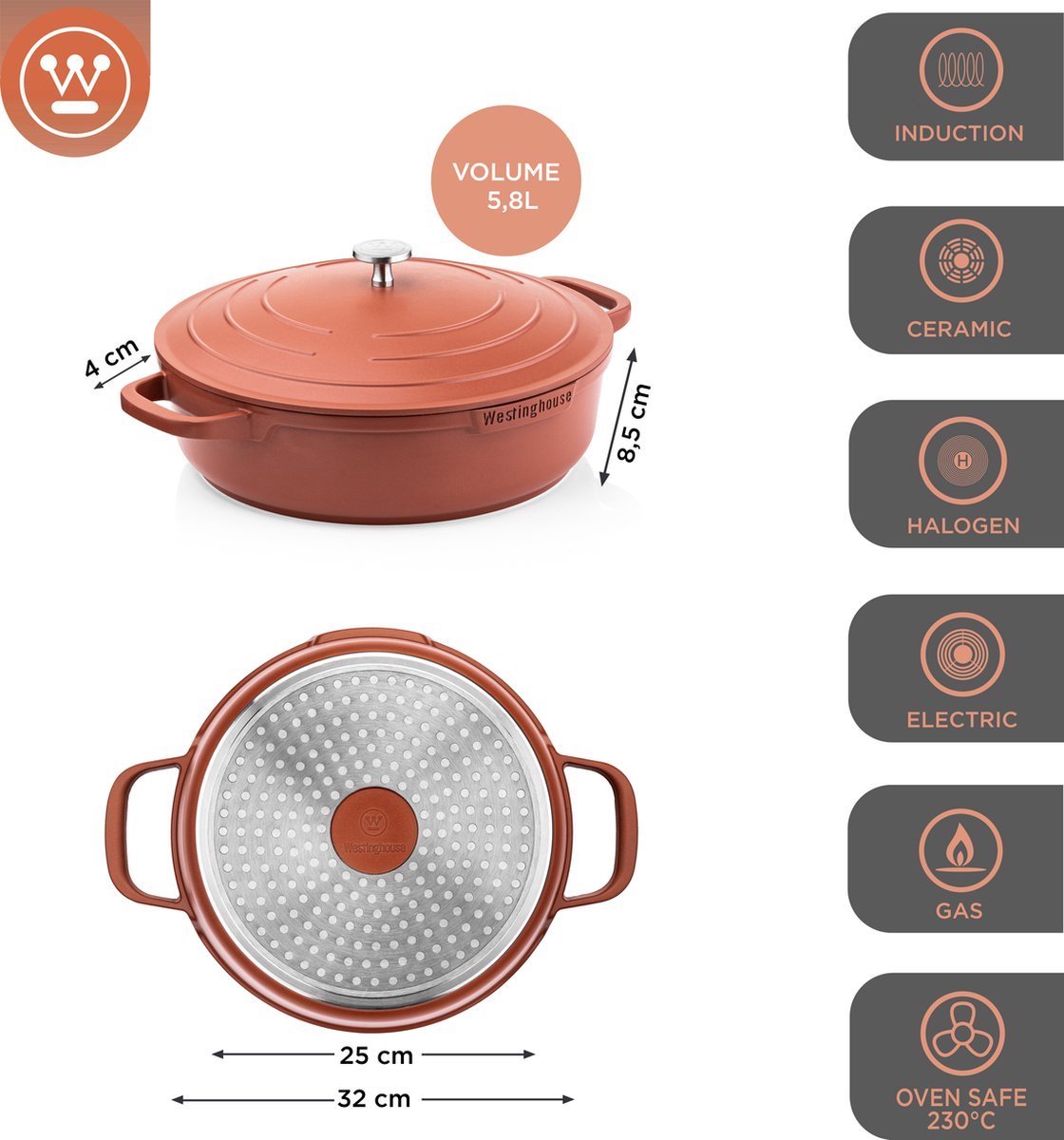 Westinghouse Performance Series - 14-delige Pannenset - Rood - Complete pannenset