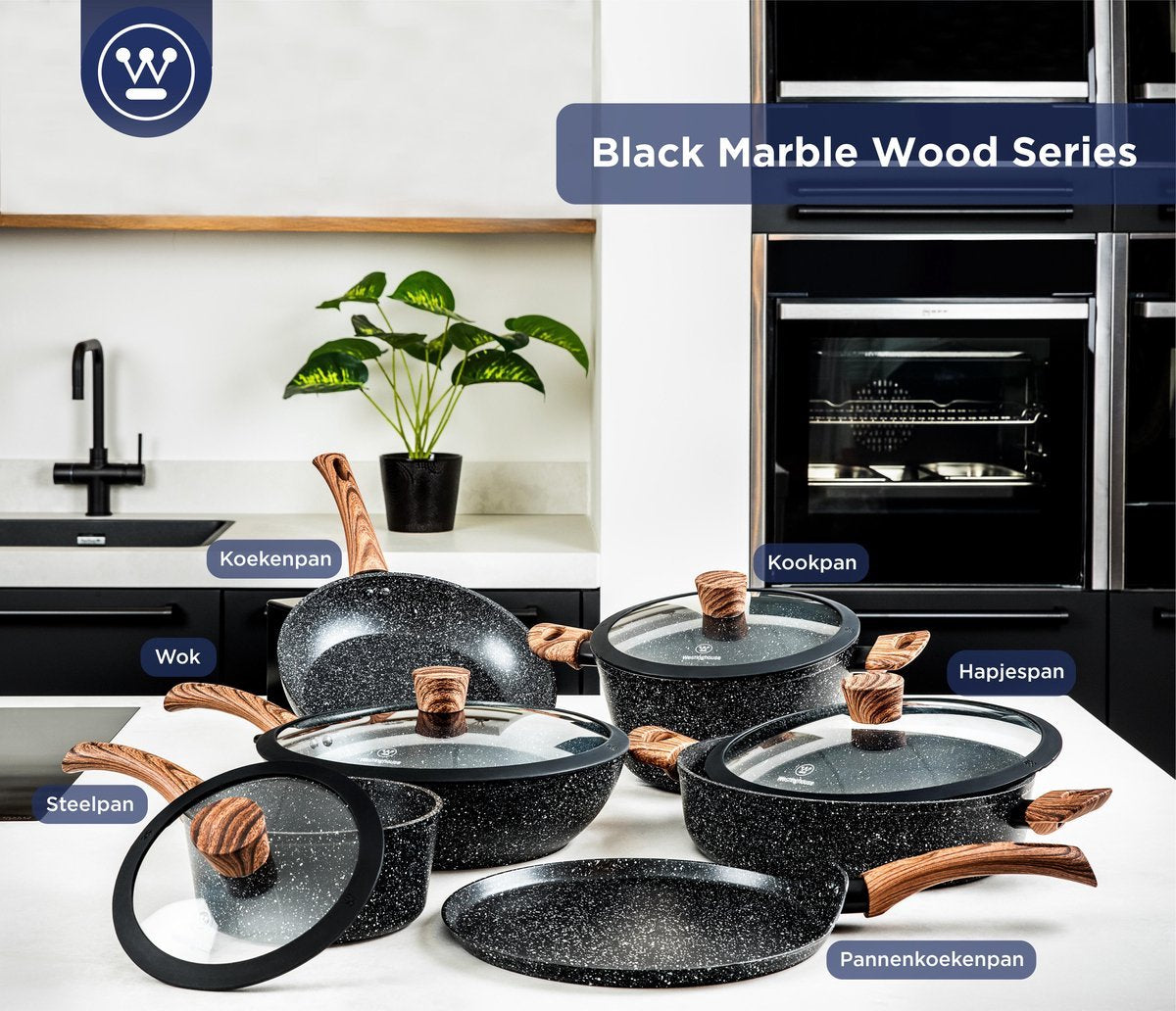 Westinghouse Pannenset - Speciale Editie Wokpan 30cm + Koekenpan 30cm + Braadpan 28cm