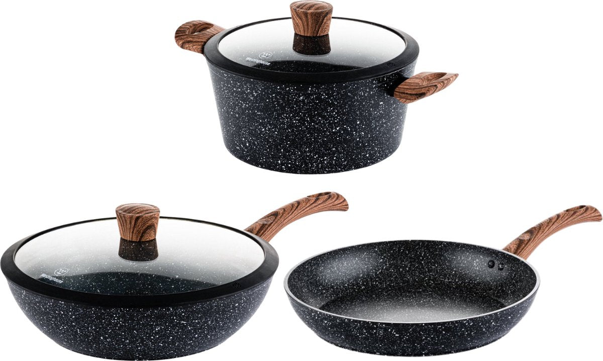 Westinghouse Pannenset - Speciale Editie Wokpan 30cm + Koekenpan 30cm + Braadpan 28cm