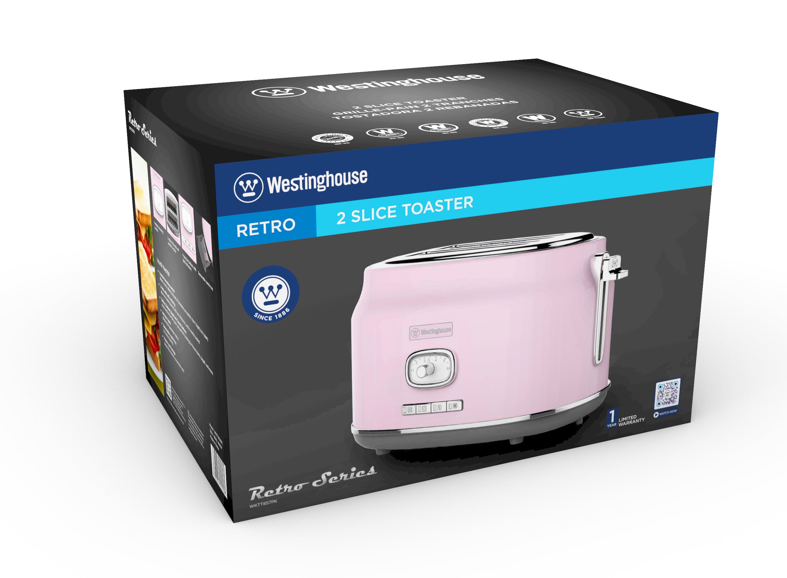 Retro Serie - 2 Slice Toaster -815W - Pink