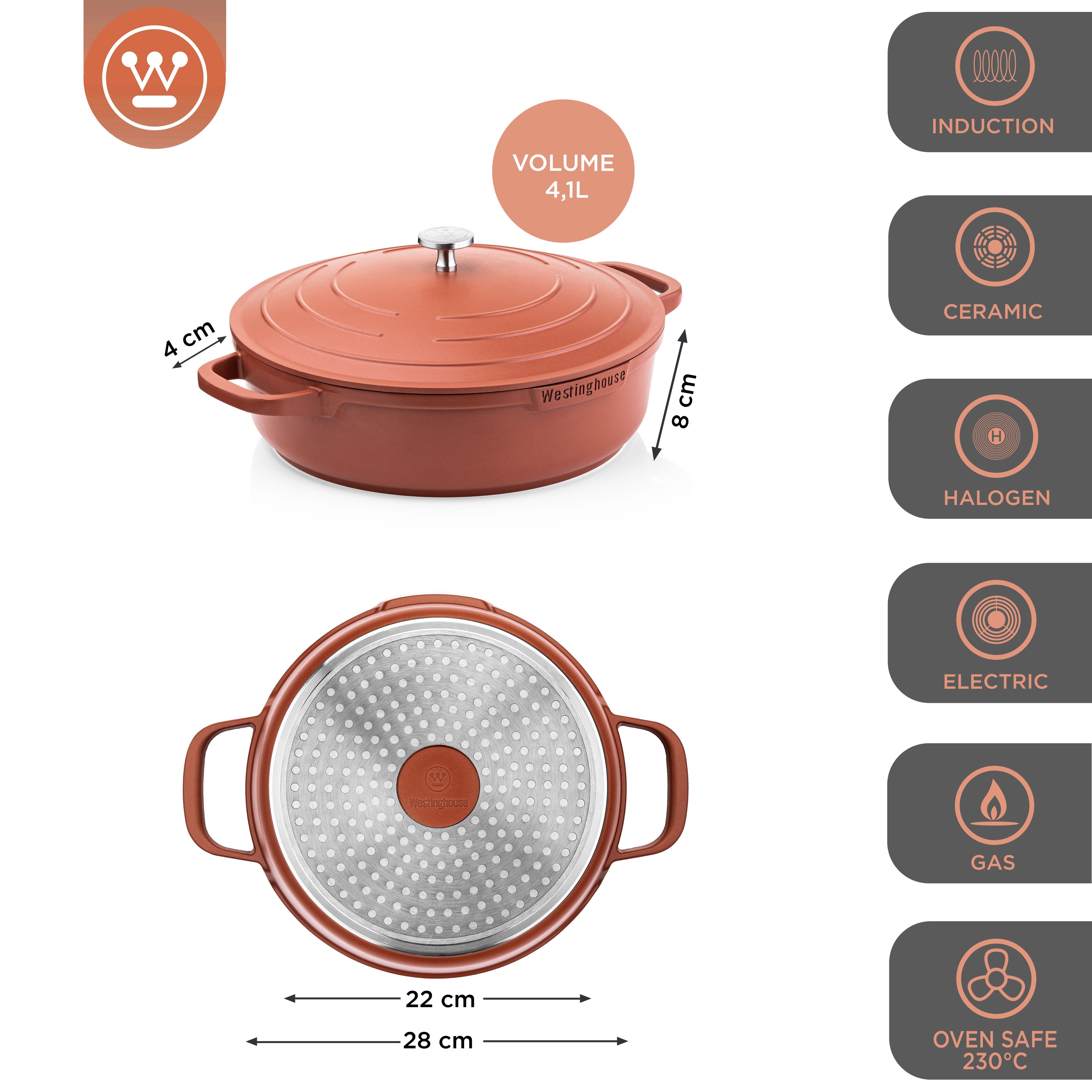 Performance Serie - Low Casserole w. Lid - Ø28cm - Red