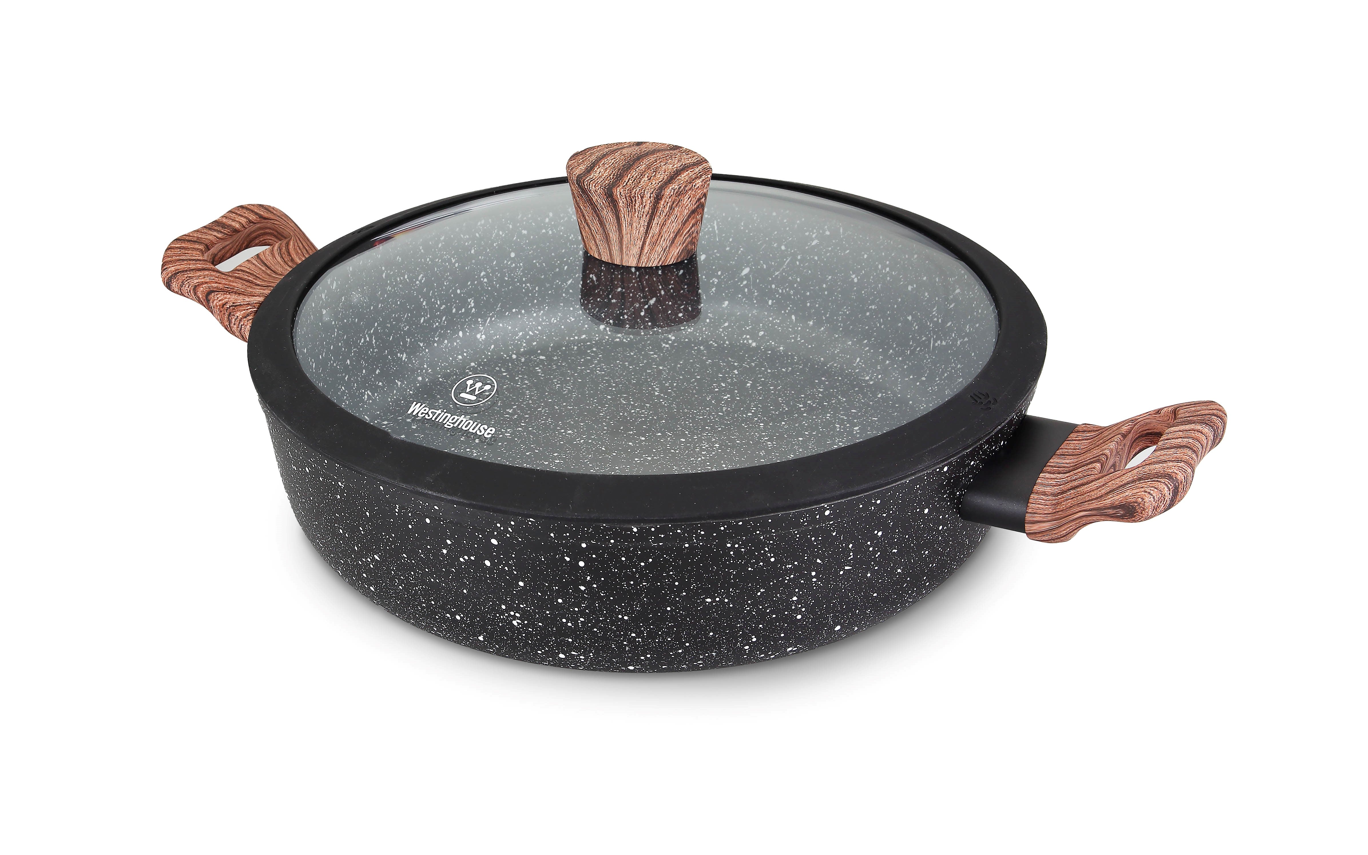 Black Marble Wood Serie - Low Casserole w. Glass Lid - Ø28cm