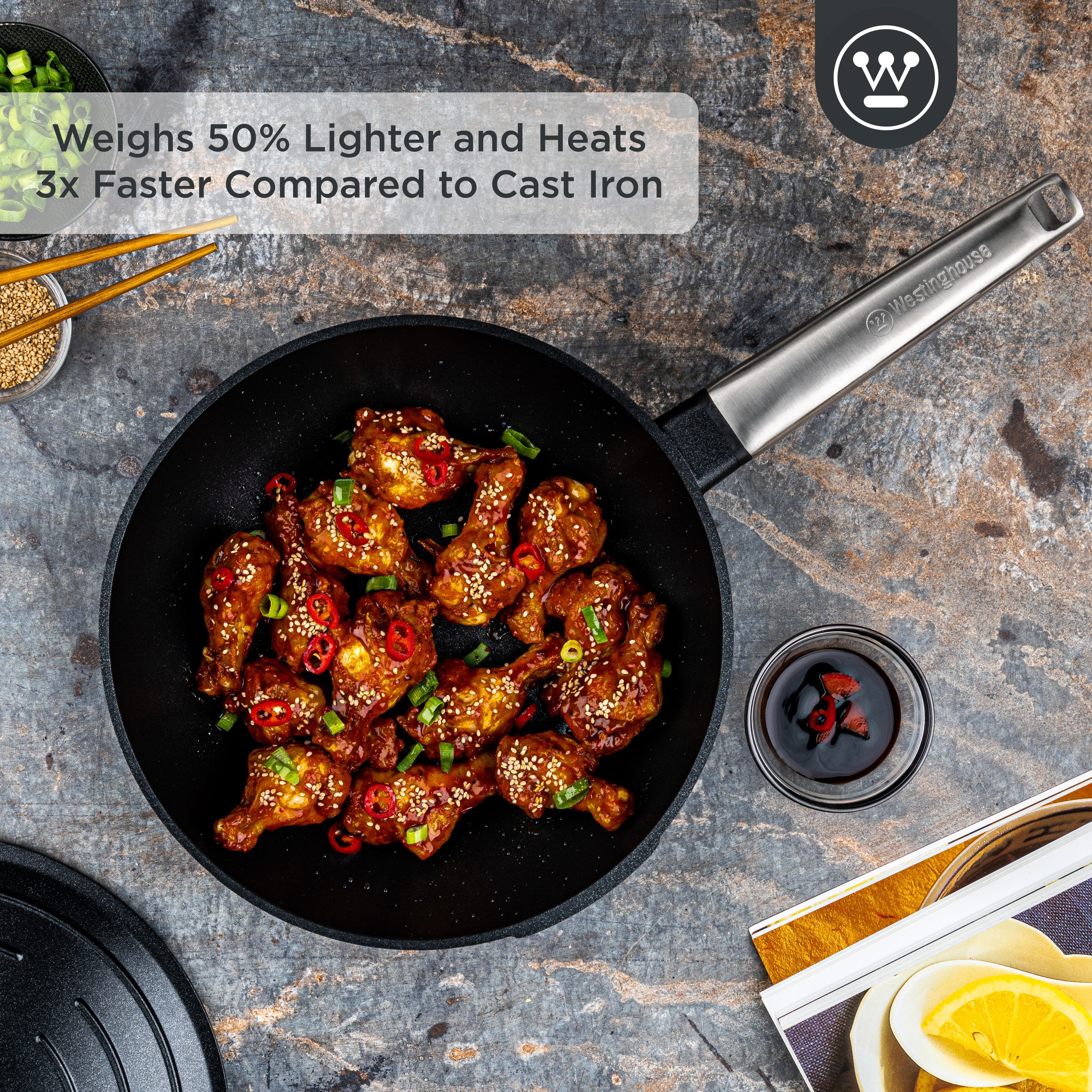 Westinghouse Performance Series Wok Induccion -28cm Sarten Wok - Nero