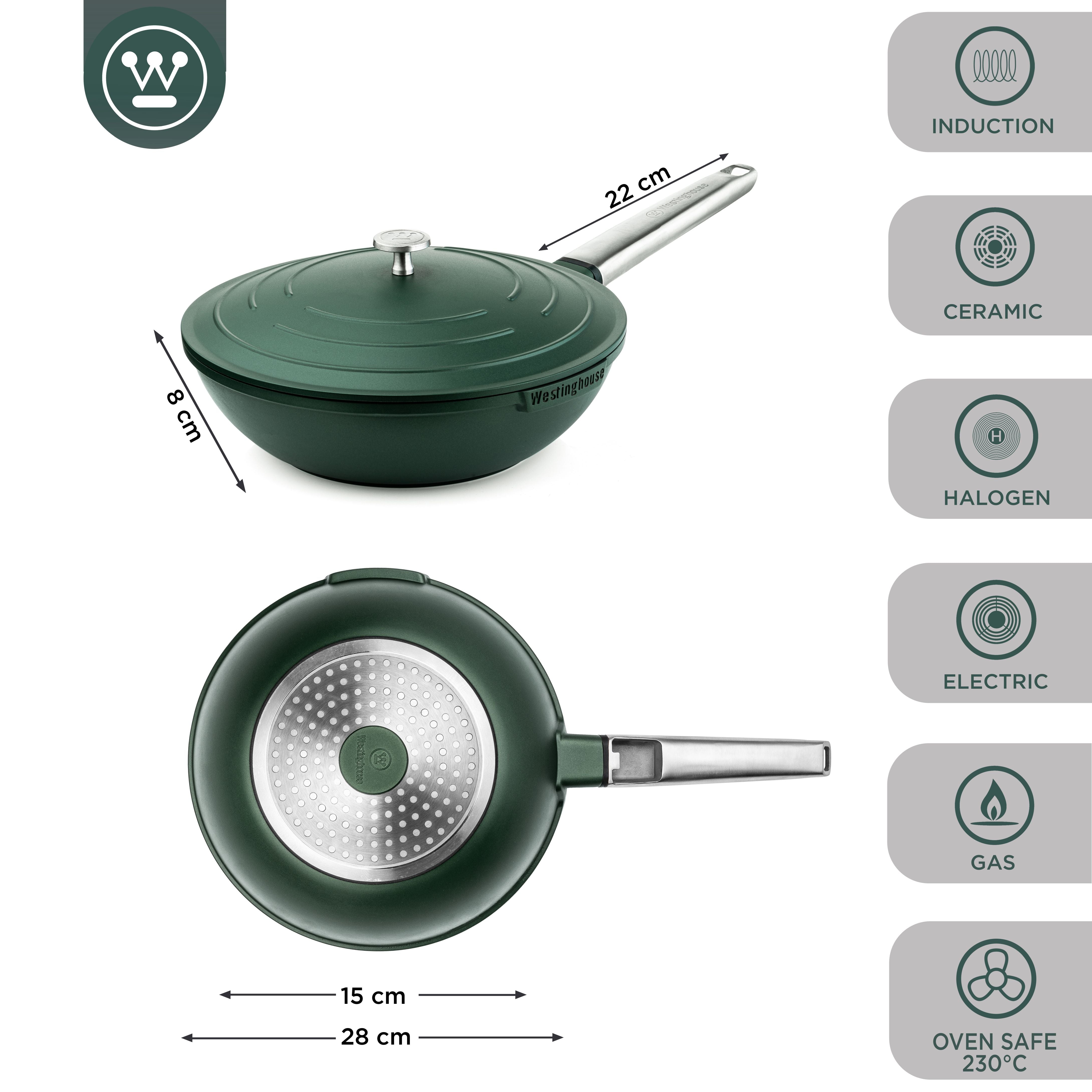 Westinghouse Performance Series Wok Induccion -28cm Sarten Wok - Verde