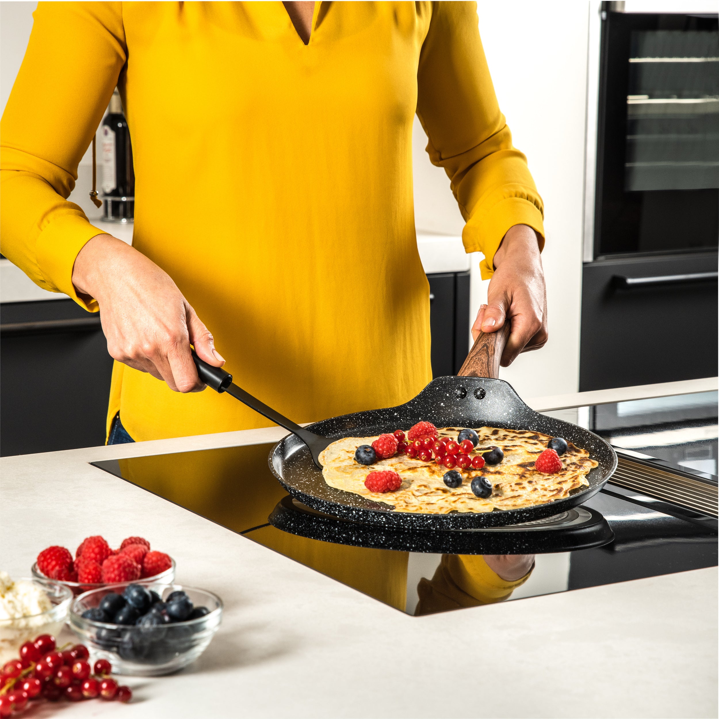 Westinghouse Sartén para tortitas 28 cm - Madera de mármol negro