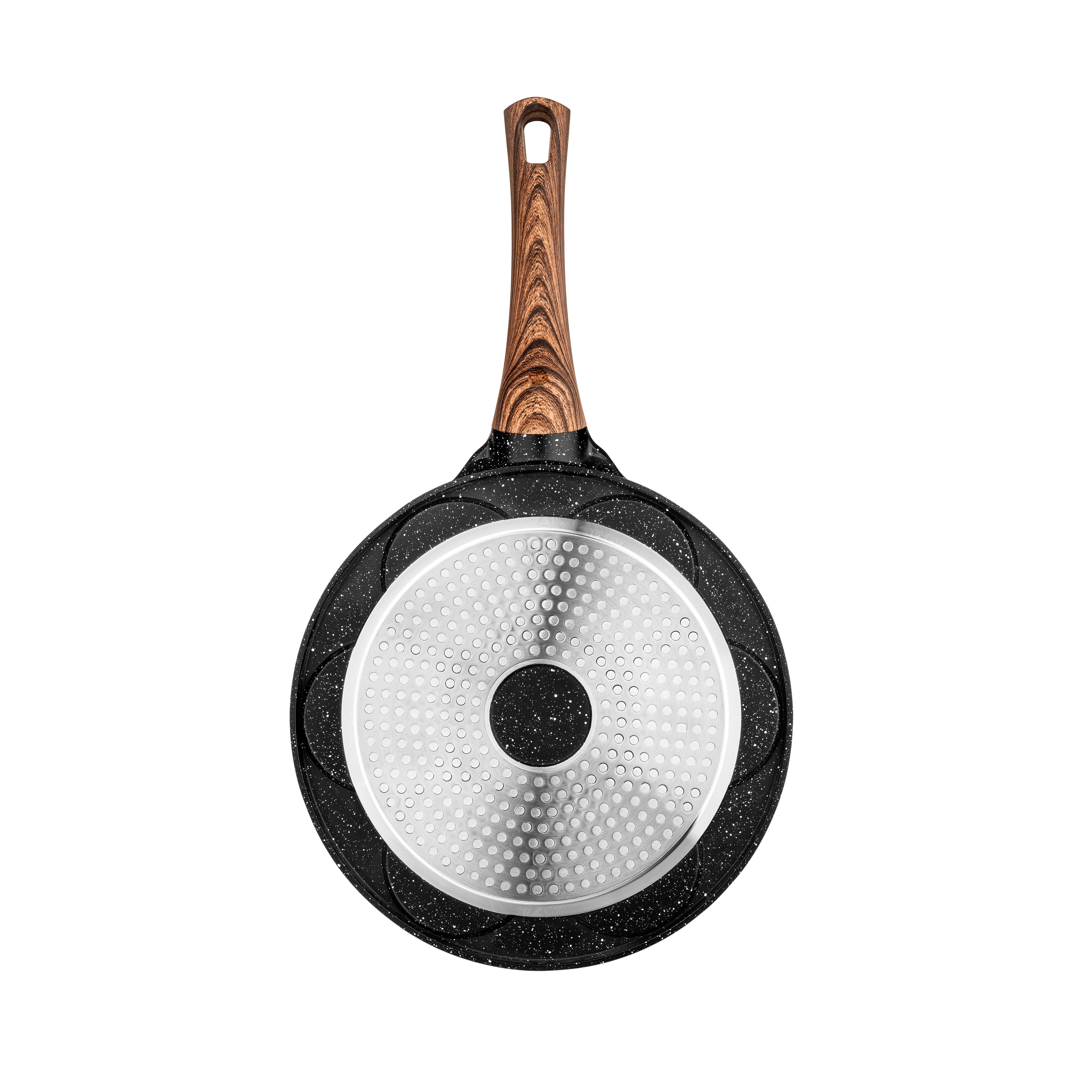 Westinghouse Crepepfanne 26 cm - Spiegeleipfanne - Schwarz Marmor Holz