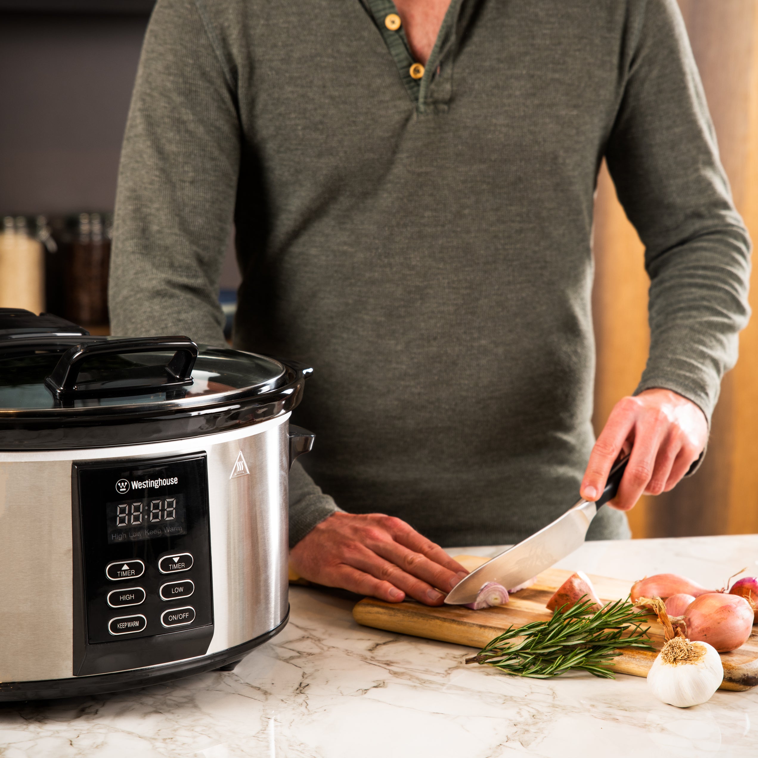 Westinghouse Slow Cooker 6,5 Liter - Schongarer Kochtopf aus Edelstahl