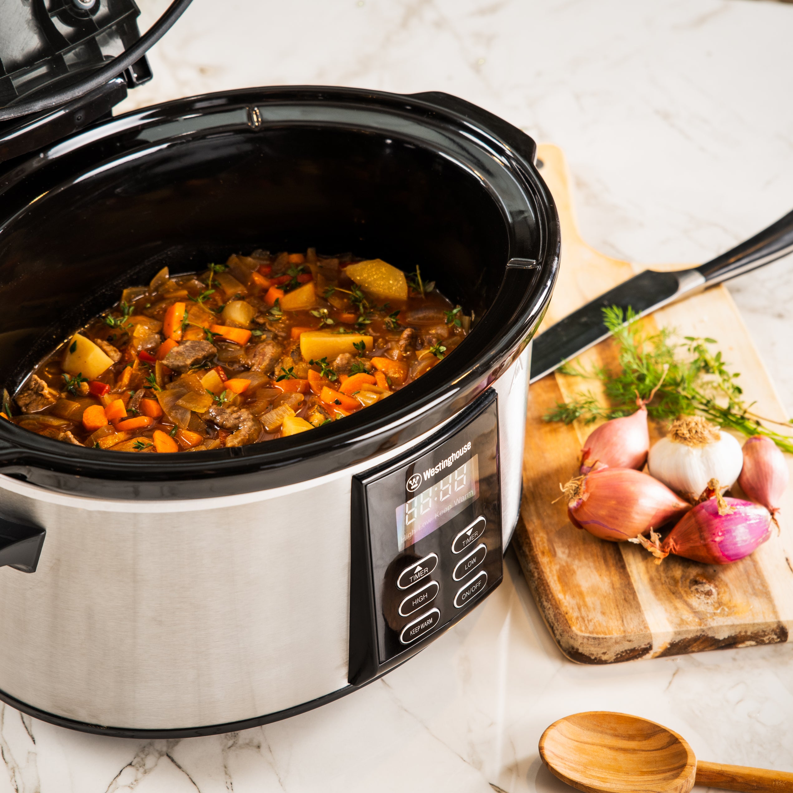 Westinghouse Slow Cooker 6,5 Liter - Schongarer Kochtopf aus Edelstahl