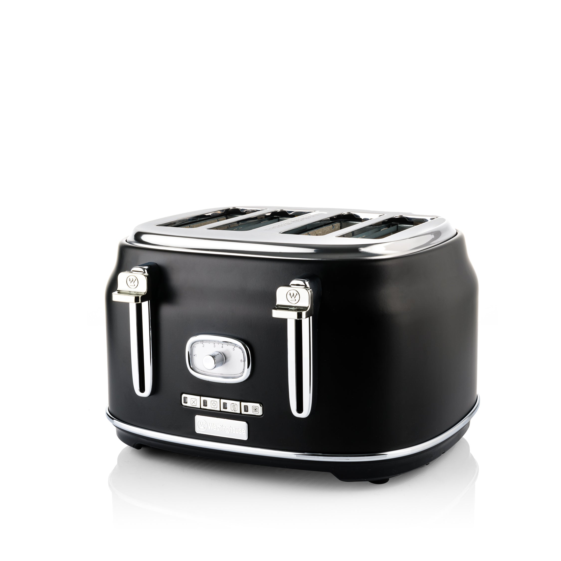 Westinghouse Retro Tostadora - Tostadora 4 ranuras - Negro