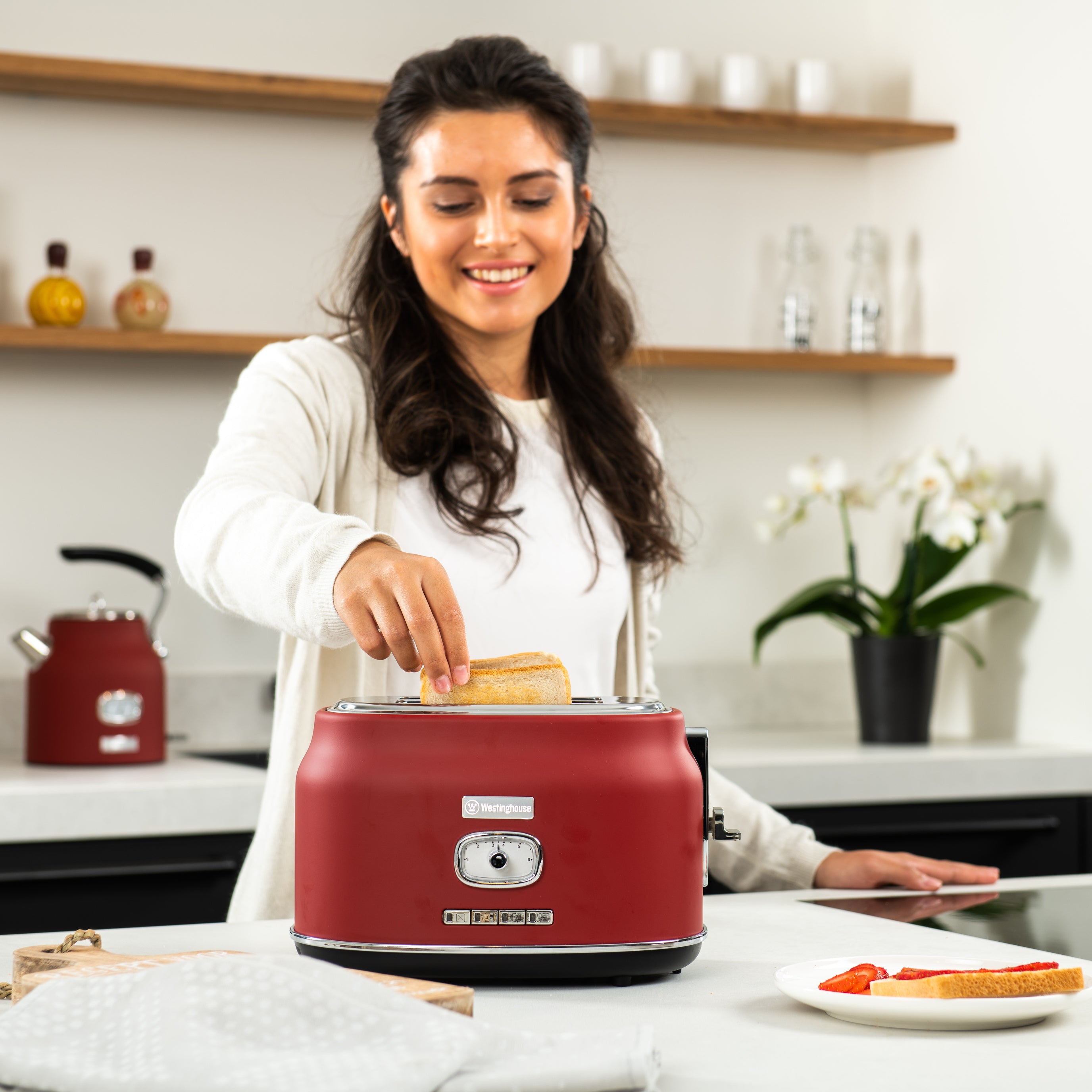 Westinghouse Retro Toaster - Grille-pain à 2 fentes - Rouge