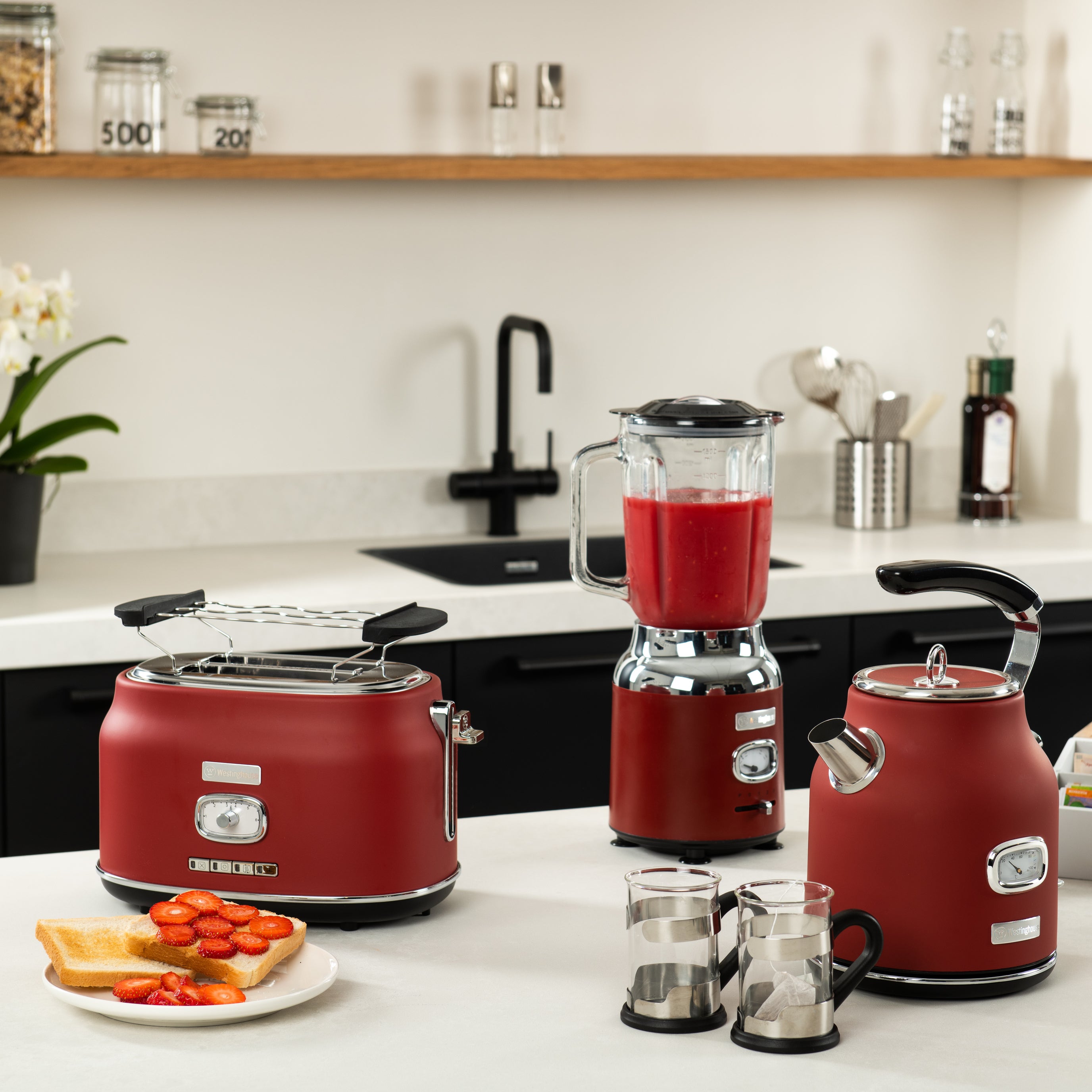 Westinghouse Retro Wasserkocher - 1,7 Liter - Rot