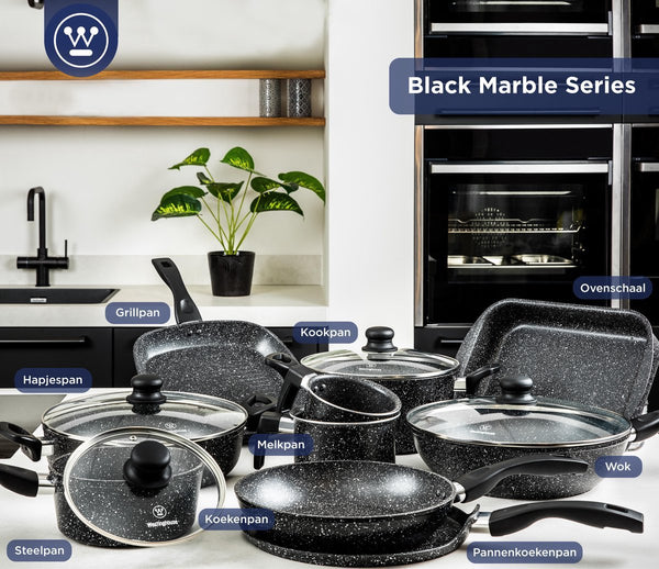 Westinghouse Pannenset - Black Marble - Koekenpan 20cm + Koekenpan 24cm + Koekenpan 28cm