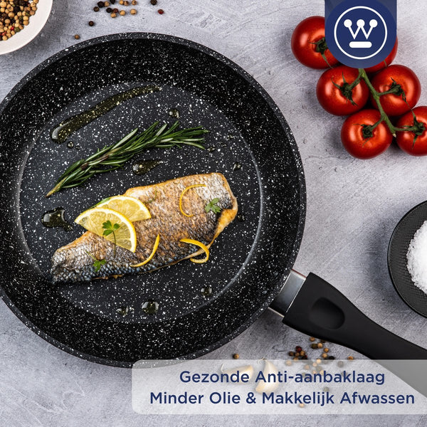 Westinghouse Pannenset - Black Marble - Koekenpan 20cm + Koekenpan 24cm + Koekenpan 28cm