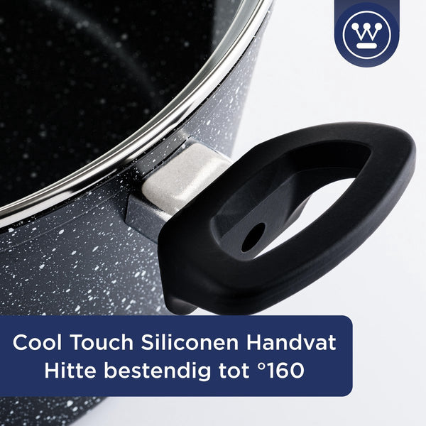 Westinghouse Pannenset - Black Marble - Wokpan 30cm + Hapjespan 28cm + Braadpan 28cm