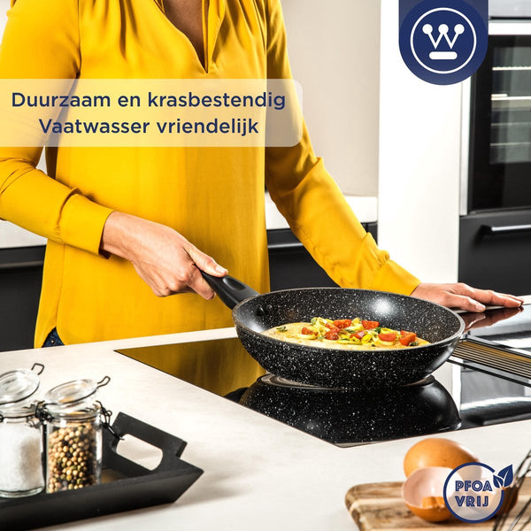 Westinghouse Pannenset - Black Marble Koekenpan 28cm + Koekenpan 30cm + Steelpan 18cm