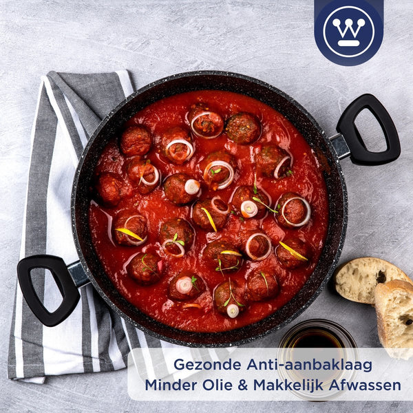 Westinghouse Pannenset Inductie - Braadpan 24cm & 28cm + Hapjespan 32cm - Black Marble