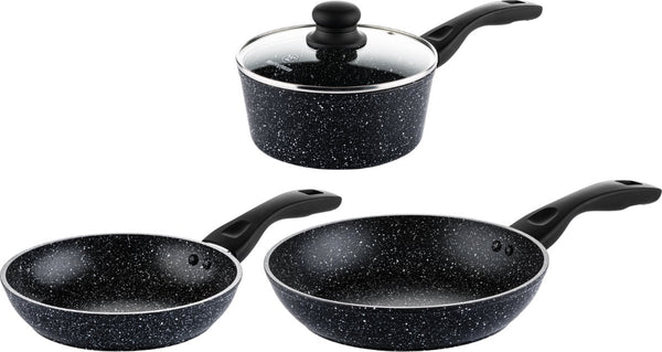 Westinghouse Pannenset - Black Marble Koekenpan 28cm + Koekenpan 30cm + Steelpan 18cm