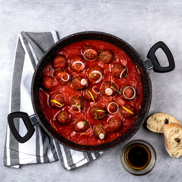 Westinghouse Casseruola - Ø 28 cm - Marmo nero - Padella bassa con coperchio