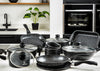 Westinghouse Poêle wok - Poêle wok 30 cm avec revêtement antiadhésif - Couvercle en verre - Marbre Noir