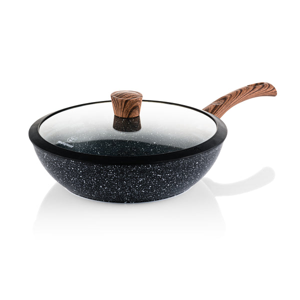 Westinghouse Padella Wok 30 cm Legno di Marmo Nero