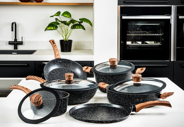 Westinghouse Padella Wok 30 cm Legno di Marmo Nero