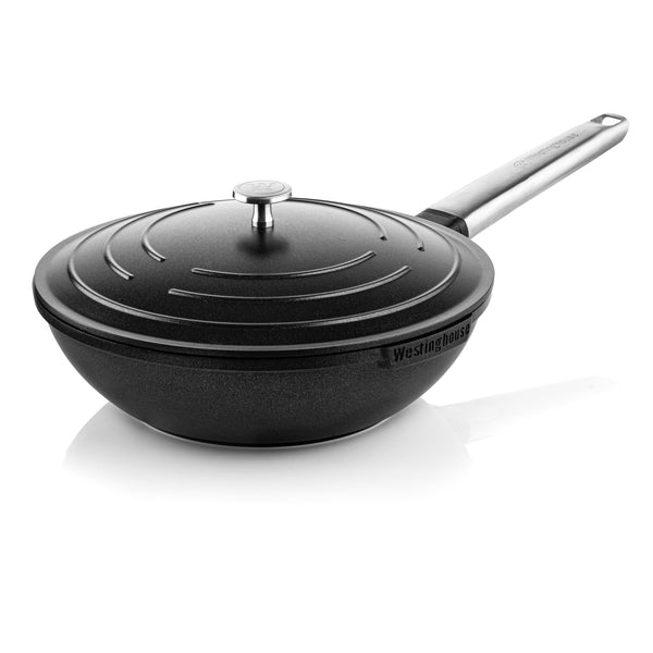 Westinghouse  Padella Wok - Wok da 28 cm con coperchio - Nero