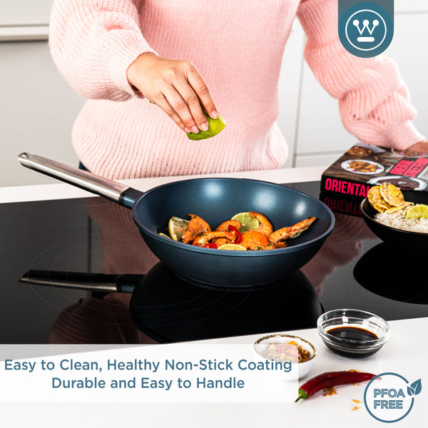 Westinghouse  Padella Wok - Wok da 28 cm con coperchio - Blu