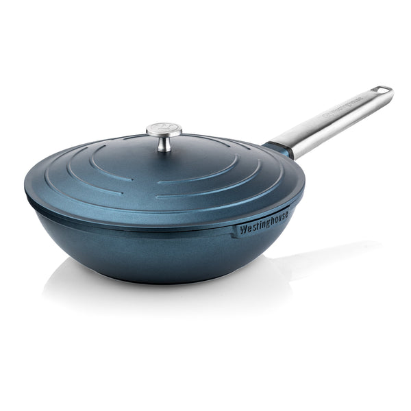 Westinghouse  Padella Wok - Wok da 28 cm con coperchio - Blu