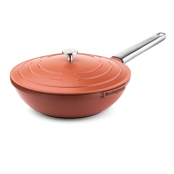 Westinghouse  Padella Wok - Wok da 28 cm con coperchio - Rosso