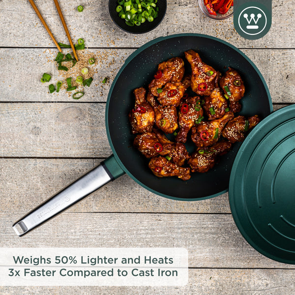 Westinghouse  Padella Wok - Wok da 28 cm con coperchio - Verde
