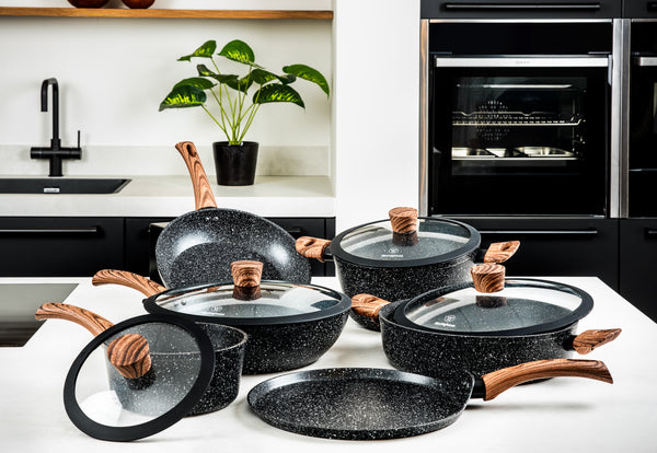 Westinghouse Poêle à frire 28 cm Noir Marbre Bois